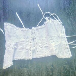 White Lace-Up Corset Top